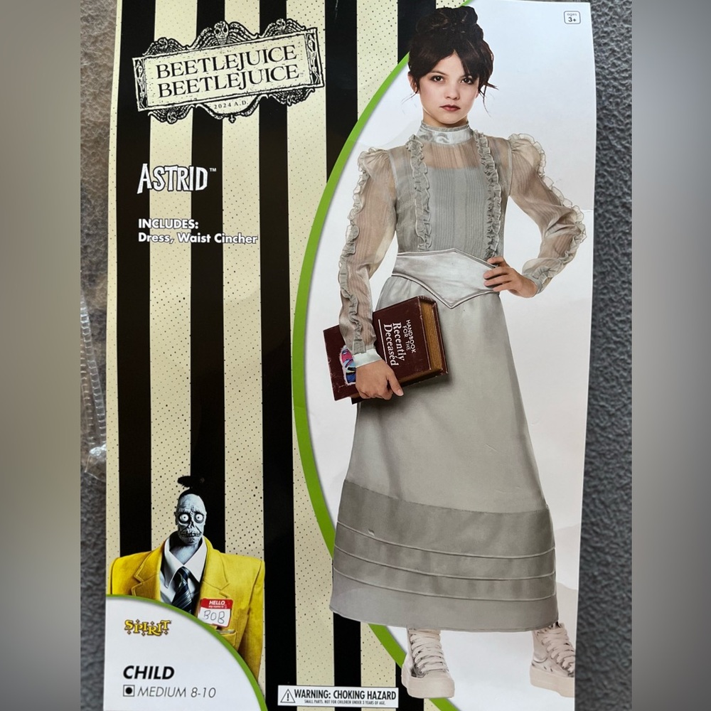 Beetlejuice Beetlejuice ‘Astrid’ Costume, Girls Size Medium (8-10) 🎃✨🩶